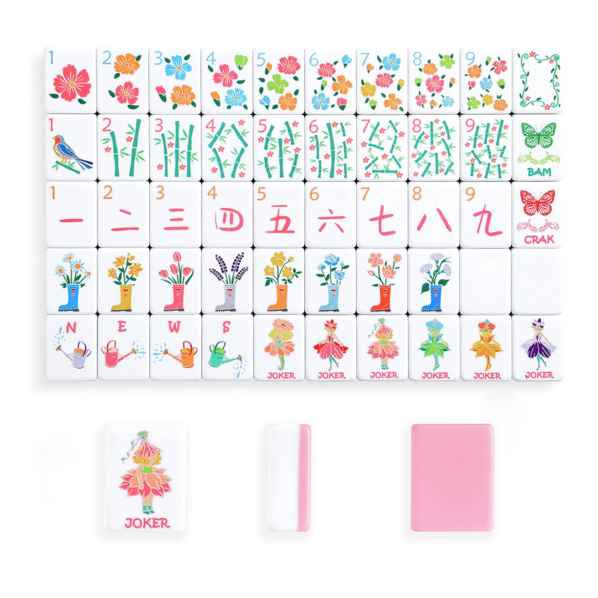 Cross-Border Amazon In-Stock 2026 American Mahjong Tile Set 160 Pieces Pink Double-Layer Flower Fairy Series