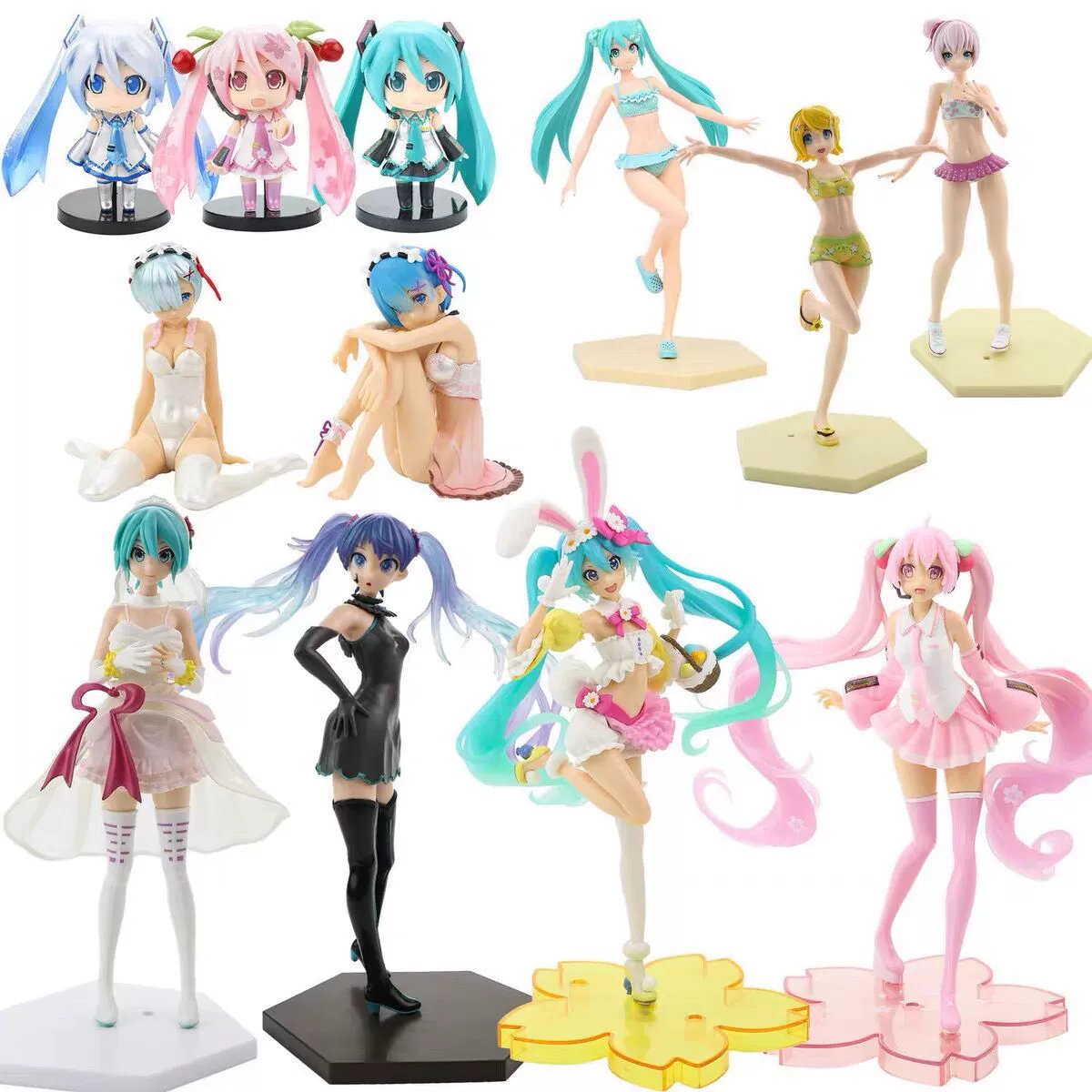 Фигурка (Hatsune Miku) Q-версия розовая сакура, украшение-торт, коллекционная, 0,5 кг