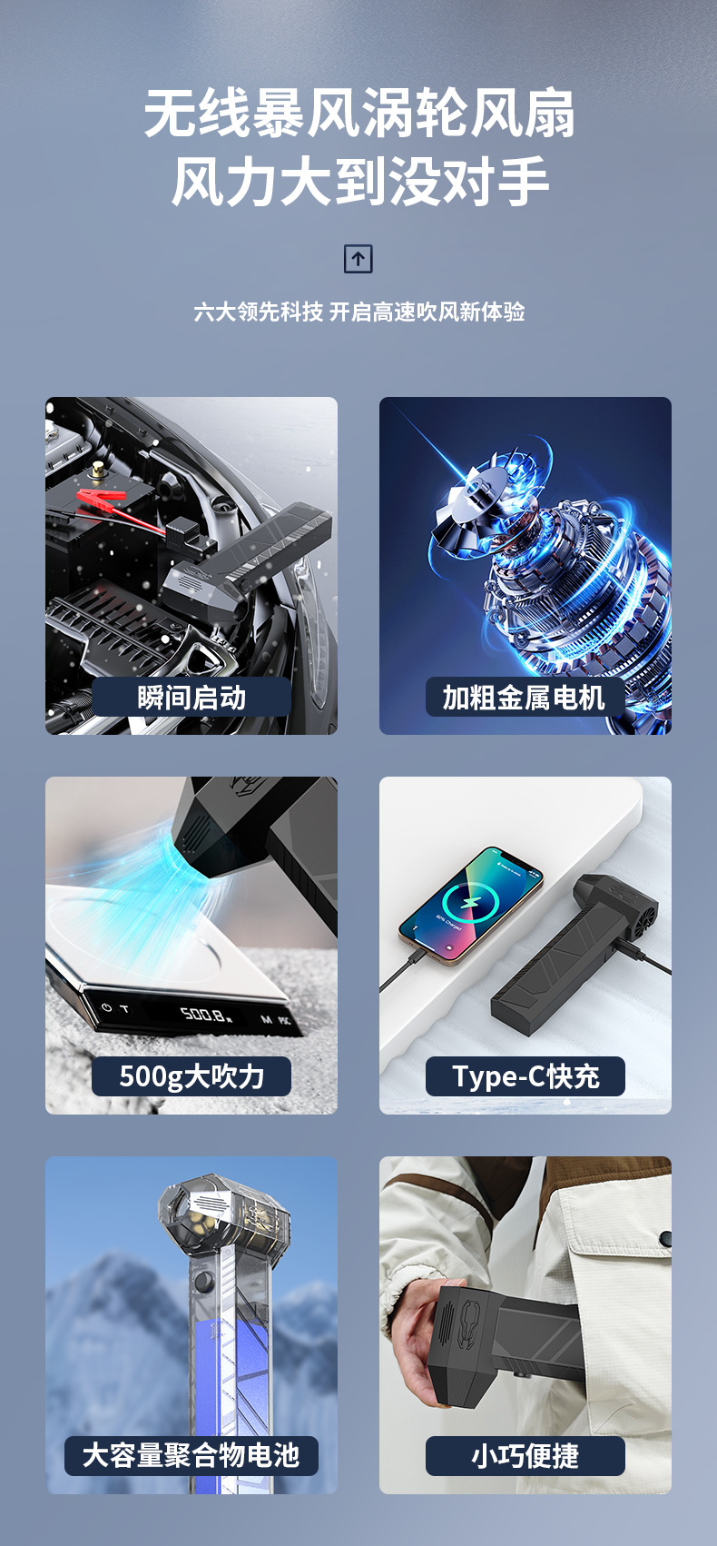 Cross-Border Supply of Vehicle-Mounted Emergency Starting Power Supply, High-Speed Turbine Brushless Motor, Violent Fan, Violent Blowing Vacuum Cleaner