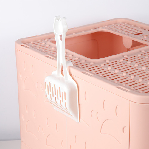 New foldable self-closing litter box with enclosed cat toilet, splash-proof drawer-style odor-removing large litter box