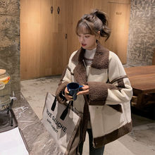 皮毛一体加厚羊羔毛外套女秋冬2025年新款韩版宽松学生复古机车服