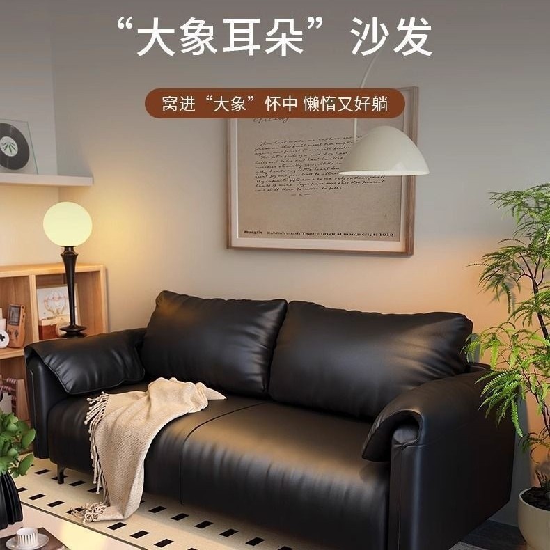 Sofa for living room, small apartment, rental house, bedroom, two or three-seater, elephant ear design, straight-line fabric, new model lazy sofa