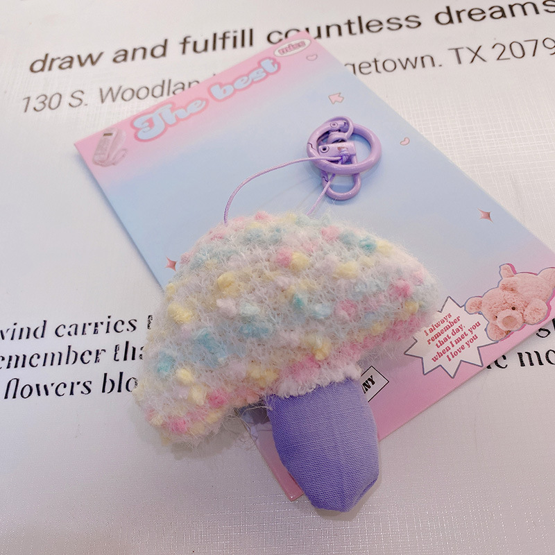 HD843A025 tela de otoño púrpura relleno de algodón muñeca llavero colgante bolso colgante de teléfono móvil