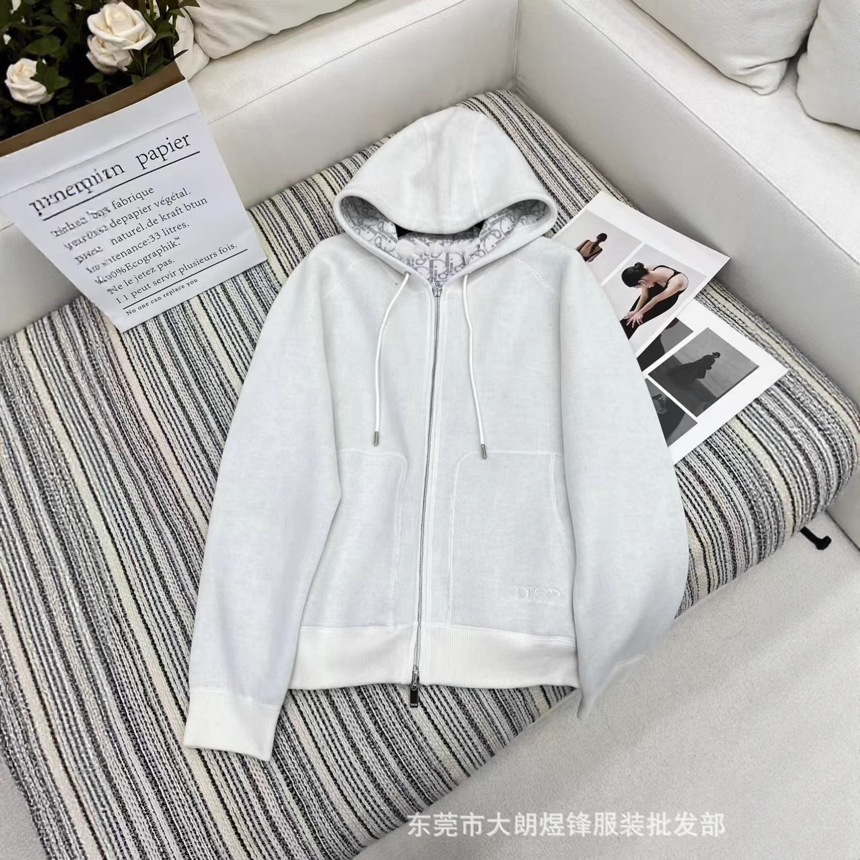 Factory Direct Cd Home Correct Version Autumn and Winter New Jacket Hooded Sweatshirt Women's Presbyopic Double-Sided Knitwear for Men and Women