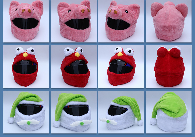Cross-Border Motorcycle Roof Top Cute Plush Helmet Cover Seven-Star Motorcycle Face Mask Full Helmet Protective Cover