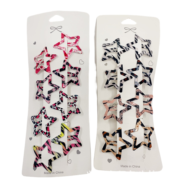 Pinzas de metal con estampado animal (leopardo/cebra) – estilo retro y trendy