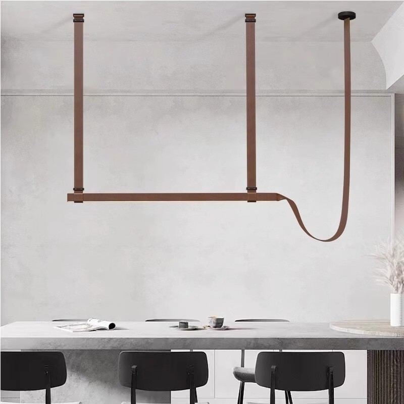 Italian Minimalist Restaurant Chandelier Long Belt Designer Creative Island Bar Line Leather Tea Room Hanging Lamps Italian Minimalist Restaurant Chandelier Long Belt Designer Creative Island Bar Line Leather Tea Room Hanging Lamps