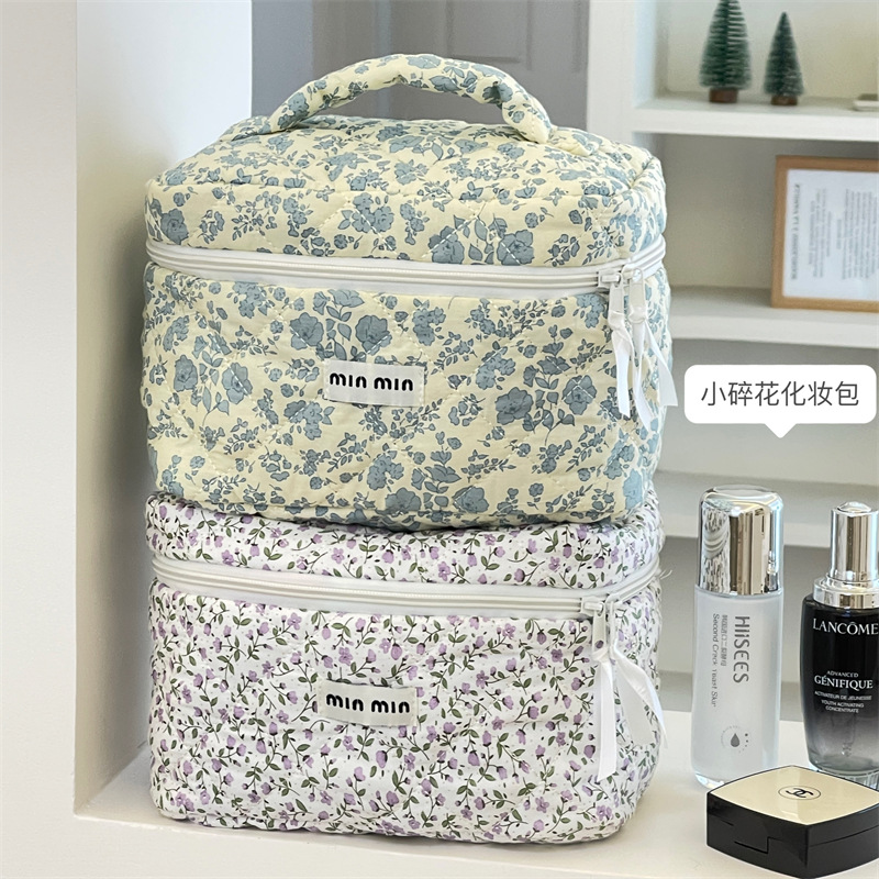 Nuevo maquillaje de flores trituradas bolsas portátiles de gran capacidad para mujeres bolsas de lavado de mano de alta calidad bolsas de almacenamiento de maquillaje para productos de cuidado de la piel