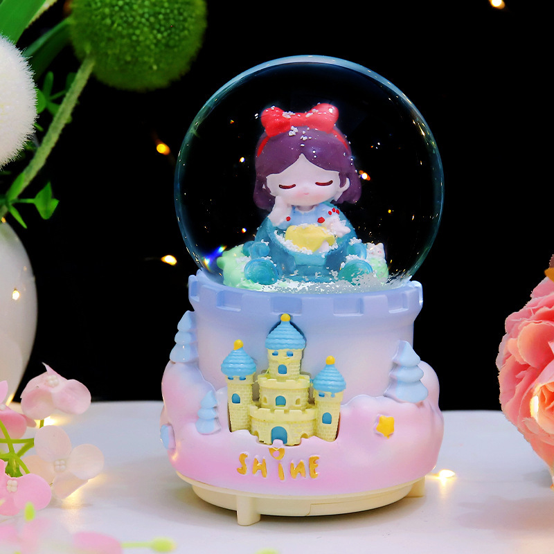 Nueva princesa conducción para soñar princesa Castillo caja de música de dibujos animados bola de cristal bola de agua creativa decoración de escritorio adornos
