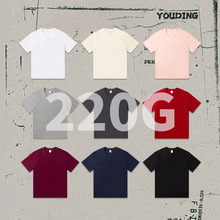 日系220g纯棉短袖T恤女装正肩圆领白t上衣纯色半袖批发打底衣服男