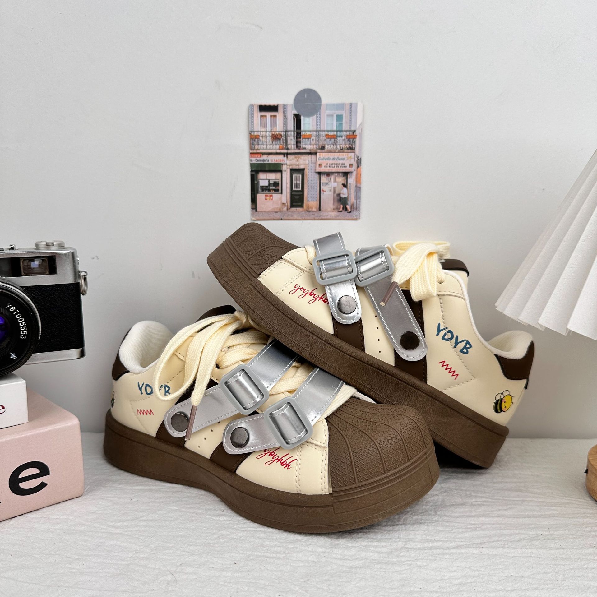 Zapatos de lona de cabeza de concha de fondo grueso para mujeres 2025, estudiantes de otoño, Harajuku, zapatos de lona de mujer coreanos