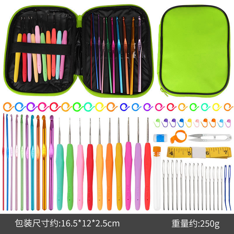 Nuevo juego de crochet de metal, juego de crochet de lana de alúmina de color, juego de gancho de múltiples piezas de herramienta tejida