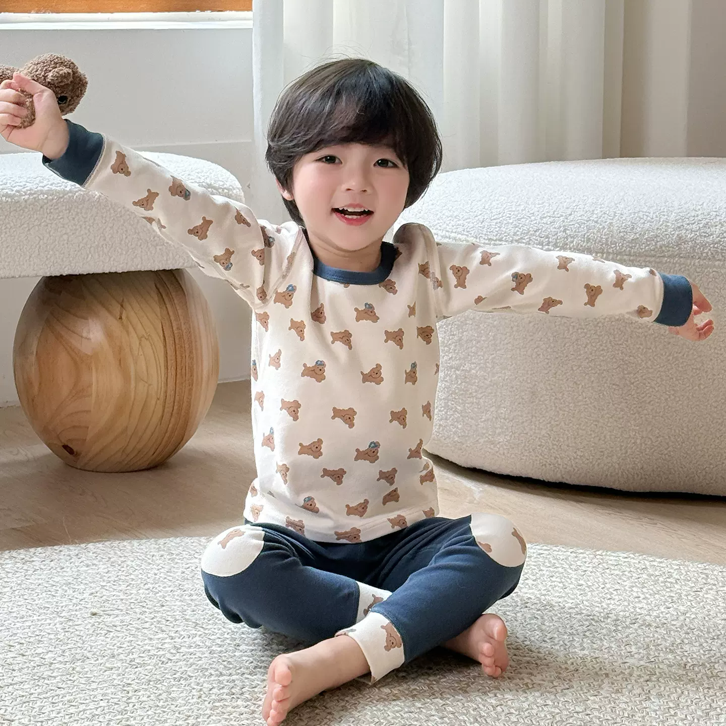 【7A抗菌】儿童秋衣套装保暖内衣秋衣秋裤男宝宝圆领当打底衫睡衣