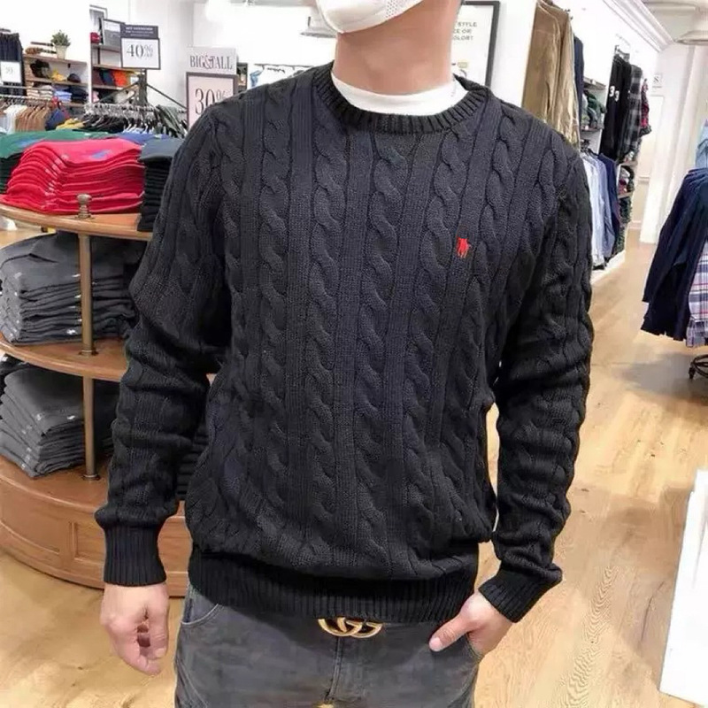 Cross-Border Round Neck Autumn and Winter Polo Long-Sleeved Sweater Thickeneded Wool Sweater Pullover Bottoming Sweater Twist Sweater Cross-Border Round Neck Autumn and Winter Polo Long-Sleeved Sweater Thickeneded Wool Sweater Pullover Bottoming Sweater Twist Sweater