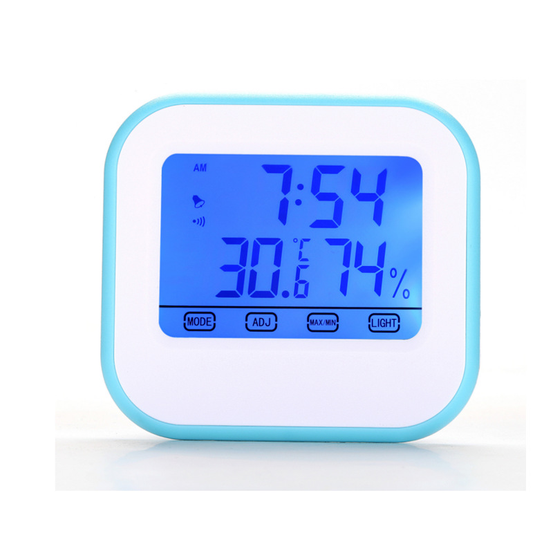 (2개) 터치 스크린 열 습도계 발광 디지털 온도계 실내 고정밀 전자 온도 습도계 시계