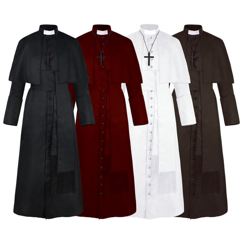 2023アマゾン純色牧師cos服ハロウィーン神父中世復古コスプレ衣装スポット|undefined
