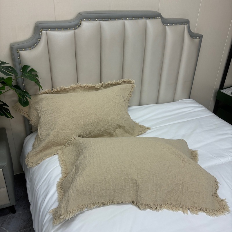 厚みのある麻タッセル枕カバー、プリーツ禅和風通気性工場直販|undefined