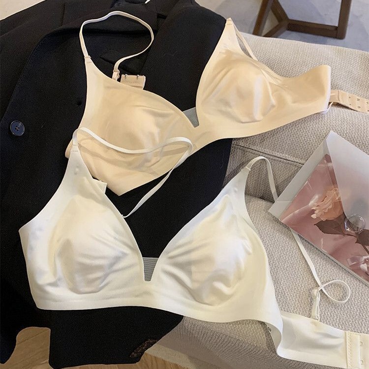 French-style satin rabbit-ear seamless bra for women with small busts, push-up, no underwire, anti-sagging, ultra-thin, breathable bra French-style satin rabbit-ear seamless bra for women with small busts, push-up, no underwire, anti-sagging, ultra-thin, breathable bra
