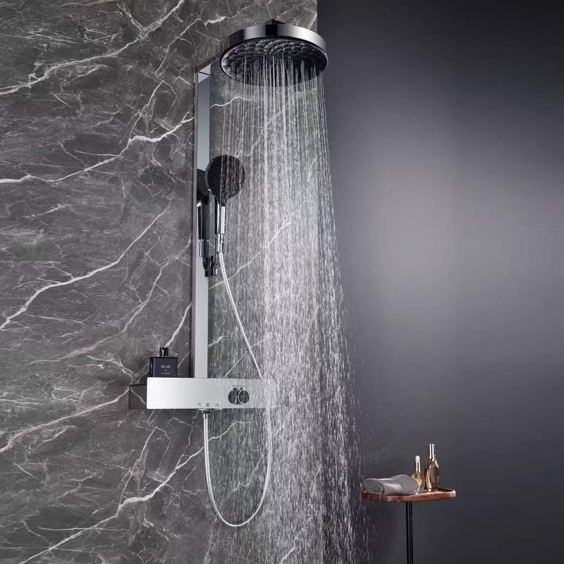 Modern Fashionable Flower Rain Design Oversized Storage Dual Control Three-Function Hot and Cold All-Copper Main Body Large Shower Head Set