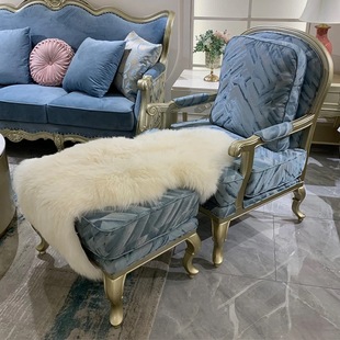American-Style Light Luxury Fabric Single Sofa Leisure Chair Vienna Sofa Matching Single-Seat Master Chair Solid Wood Sofa