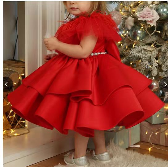 Rotes Prinzessinnenkleid Für Blumenmädchen Zur Hochzeit_voghion.com
