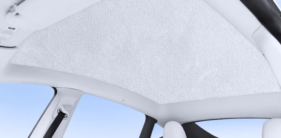 Suitable for Tesla's New Version of Model Y/3, Suede Silicone Electrostatic Adsorption Sunshade and Roof Curtain