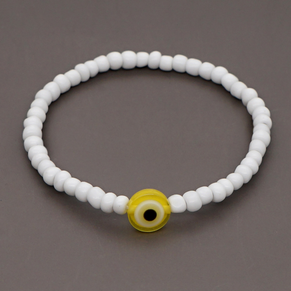 Korean Style White Glass Beads Glass Eye Bracelet Wholesale display picture 6