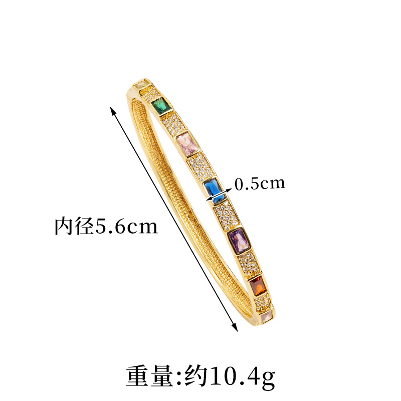 Brazalete transfronterizo de 18 quilates chapado en oro de arena antigua, anillo de circonio cuadrado con microincrustaciones de estilo europeo y americano