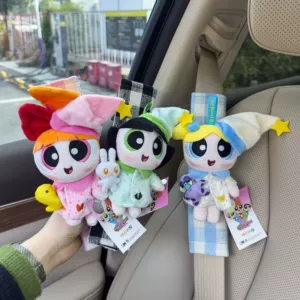 Authentic Powerpuff Girls Plush Doll Car Seat Belt Shoulder Cover Anti-Strangle Belt Car Decoration New Car Goodies