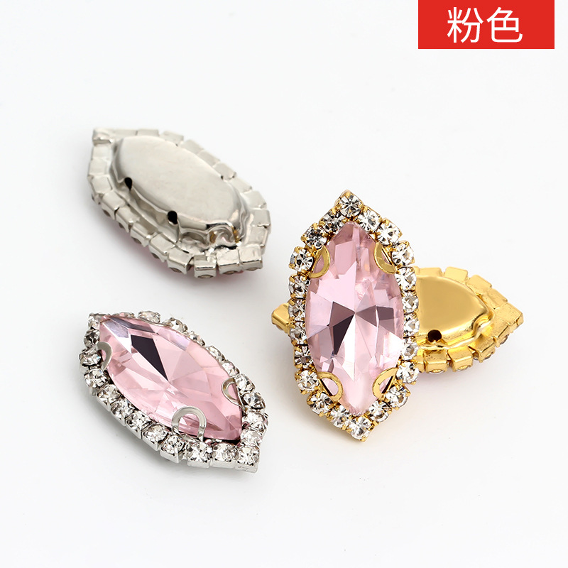 Ojo de caballo, borde, garras, taladro perforado, taladro cosido a mano, soporte inferior grueso, tocado, equipaje, accesorios de ropa, hebilla de cristal de ojo de caballo