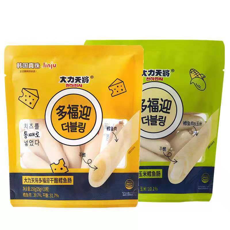 韩国进口大力天将多福迎干酪玉米鳕肠250g*24袋/箱 休闲零食批发|ru