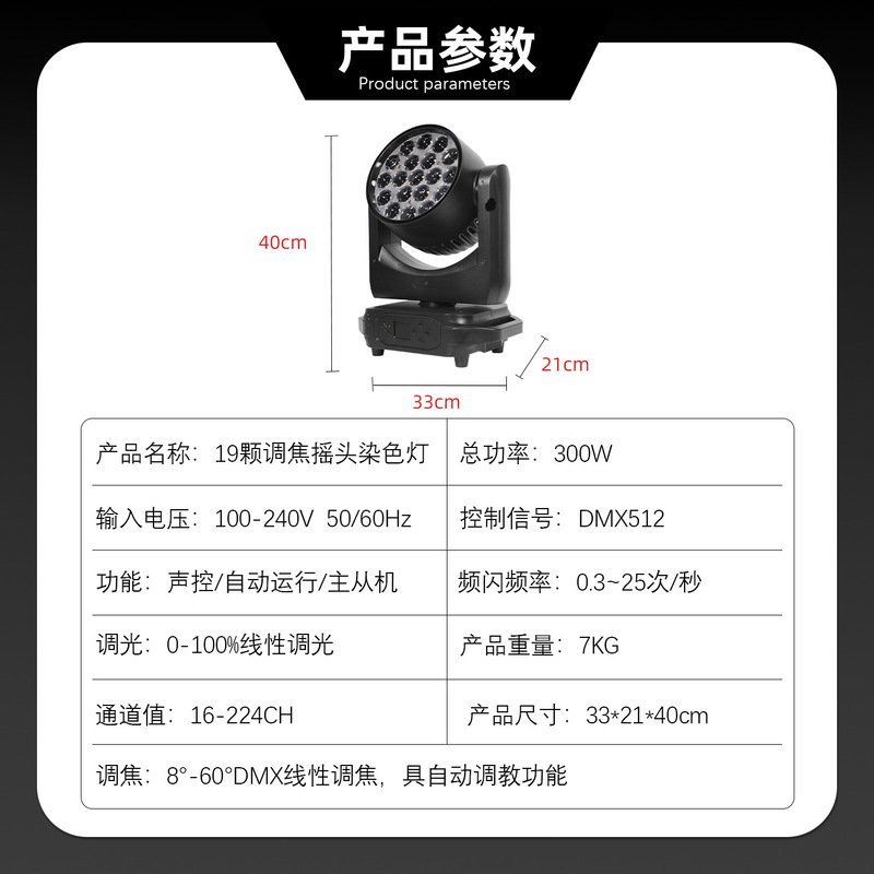 19颗15w调焦摇头灯四合一全彩染色灯led帕灯宴会厅舞台灯光dmx512|undefined