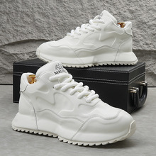 帅气休闲鞋2025正品软底小白鞋厚底增高时尚运动软皮软底老爹鞋男