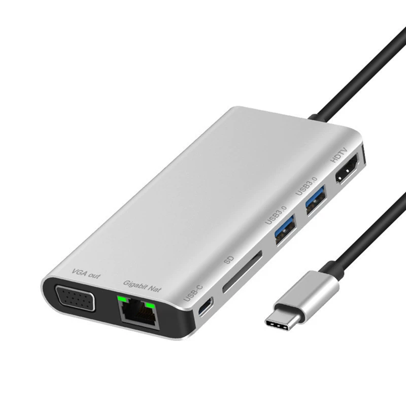 Тип расширения док Bayi USBC на HDMI VGA PD RJ45 гигабитный конвертер HD 4K расширение док-станция