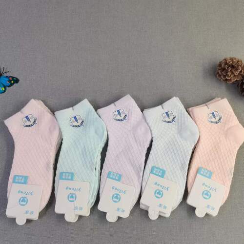Summer children's wholesale thin ankle cotton socks, wholesale colorful solid color mesh socks for kids