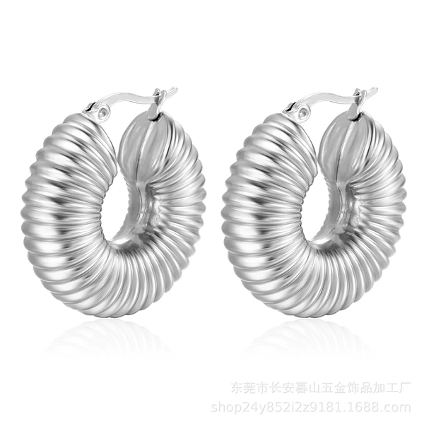 Step hollow earrings steel color ms-005