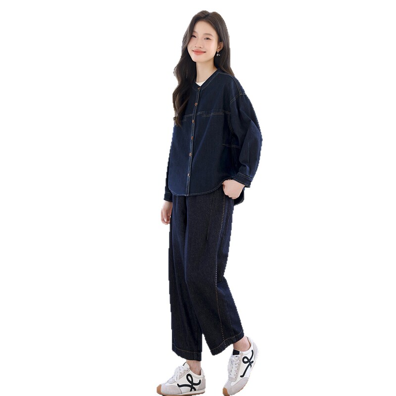 牛仔套装女春秋2025新款时尚宽松中年妈妈气质减龄休闲薄款两件套|undefined