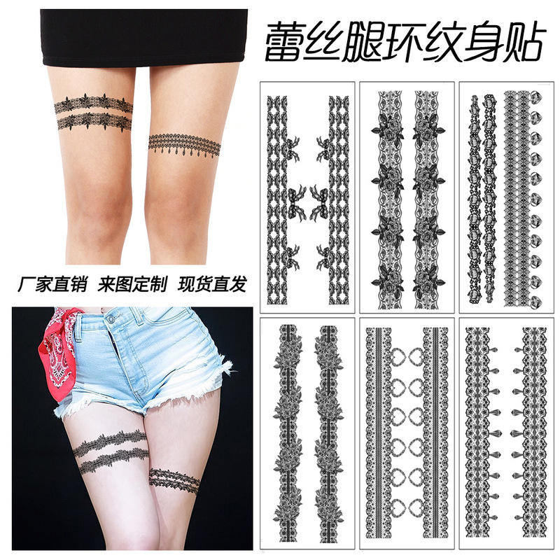 European and American Cross-Border New Thigh Lace Tattoo Stickers Sexy Female Artificial Hannah Leg Decoration Temporary Tattoo Stickers