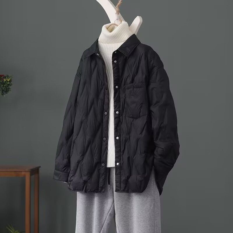 轻薄款衬衫羽绒服女2025年秋冬新款休闲宽松显瘦百搭保暖女士外套|undefined