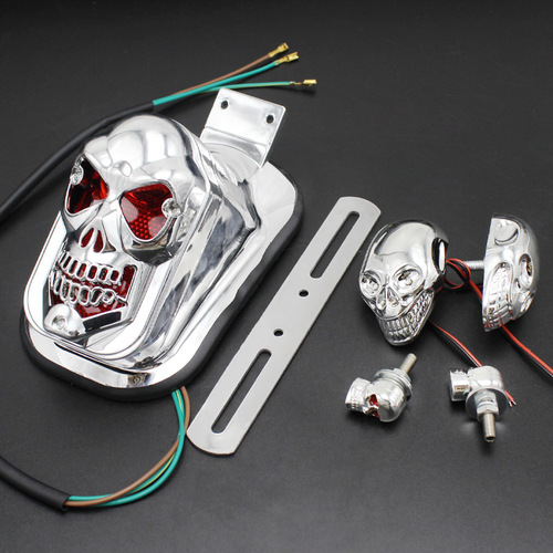 Motorcycle electric vehicle accessories ABS material LED tail light modified skull tail light factory direct sales