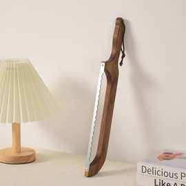 木艺简易面包刀锯三明治切片机法棍面吐司锯抗弯曲木制面包切割器