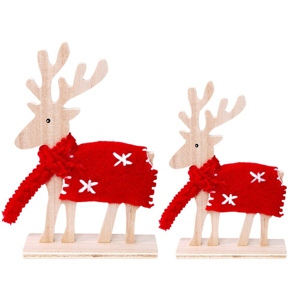 Nuevos adornos navideños de renos de madera transfronterizos 2026, decoraciones de Navidad, accesorios para escaparates, decoraciones para el hogar