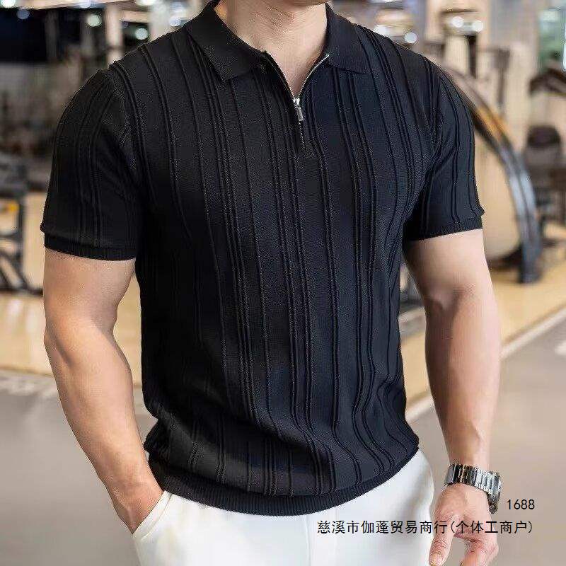 New cross-border summer men's sports fitness running training clothes, men's short-sleeved T-shirt, turn-down collar polo shirt