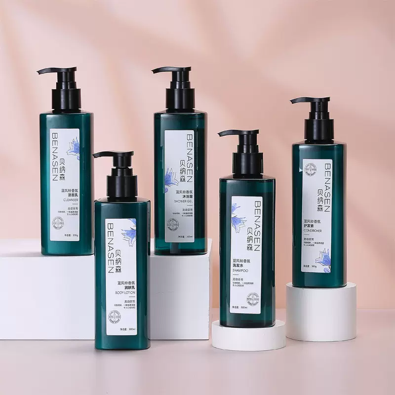 贝纳森蓝风铃香氛洗发水沐浴露护发素家庭装洗护沐三件套厂家批发