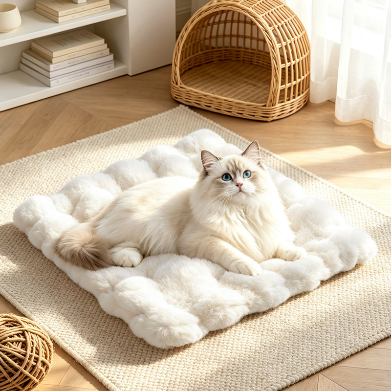 Almohadilla de burbuja-blanco puro [3cm suave y cálido] / 20*30 (universal para gatos y perros dentro de 6 kg) Código S