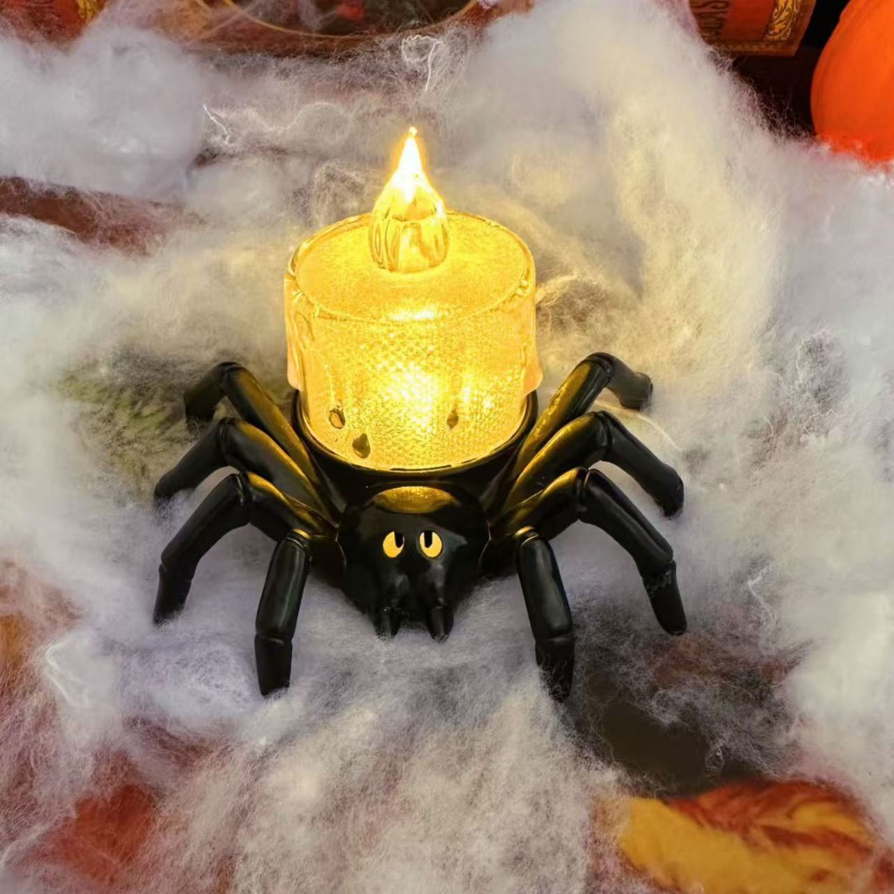 Luces de calabaza de Halloween, luces de velas de araña divertidas, ambiente, accesorios de decoración navideña, adornos led, regalos navideños
