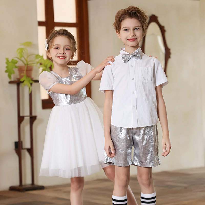 Uniforme de actuación del coro de niños del día de junio, foto de graduación de jardín de infantes, ropa de actuación, vestido de baile de recitación de poesía de escuela primaria y secundaria