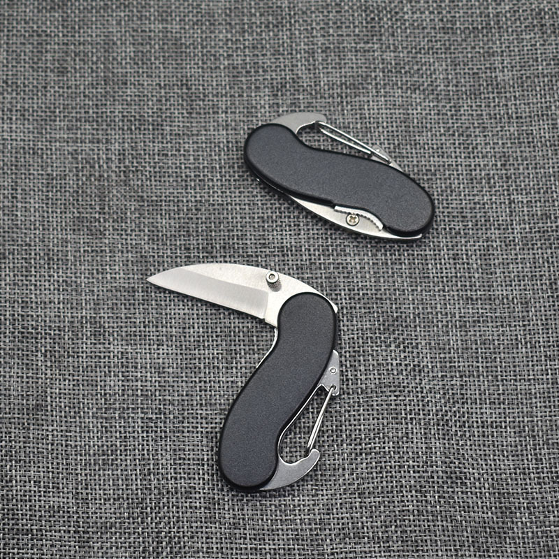 黑色铝柄户外折叠刀水果刀野营刀具钥匙扣小便携随身折刀礼品小刀