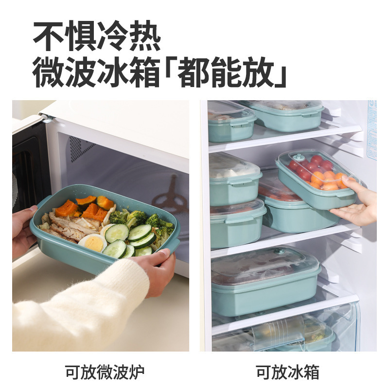 圆形长方形正方形保鲜盒3件套塑料出气孔沙拉微波炉碗冰箱收纳盒|undefined