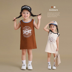 女童連衣裙夏裝2024新款兒童裝女寶寶裙子棉運動風美式無袖背心裙
